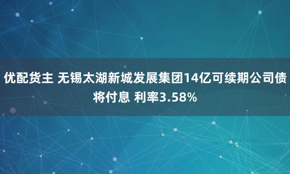 优配货主 无锡太湖新城发展集团14亿可续期公司债将付息 利率3.58%